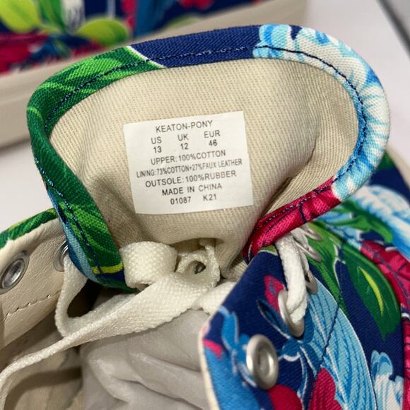 Polo Ralph Laurent Mens sz 13 D Keaton Pony Low top Laced Sneaker Floral Canvas main image 5